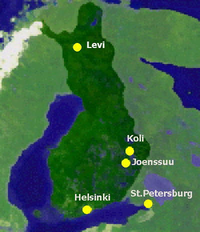 Finland map, Koli, cottage, holiday, vacation, travel, family, skiing, snowboarding, fishing, Pielislinna, Kolinpilvi, Otsopirtti: Maria and Otso, Suomen Satu, Finnish tale, Финская сказка